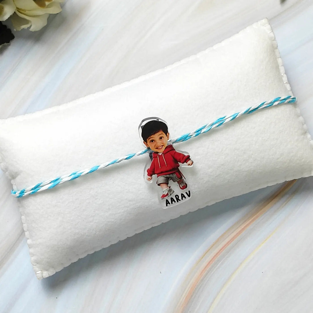 Photo Personalized Reusable Caricature Cool Bro Acrylic Kids Rakhi