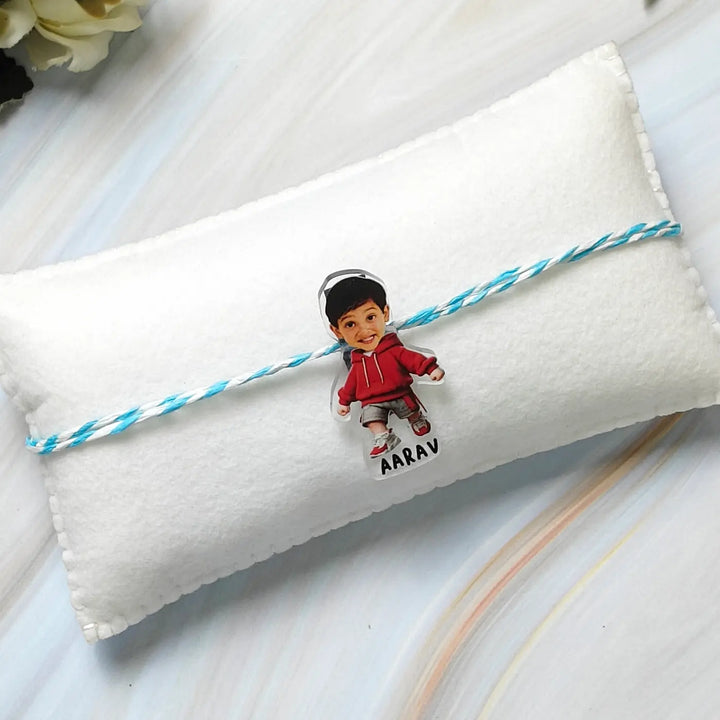 Photo Personalized Reusable Caricature Cool Bro Acrylic Kids Rakhi