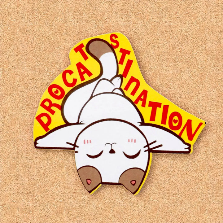 Printed Cat Theme "Procatsination" MDF Wood Fridge Magnet