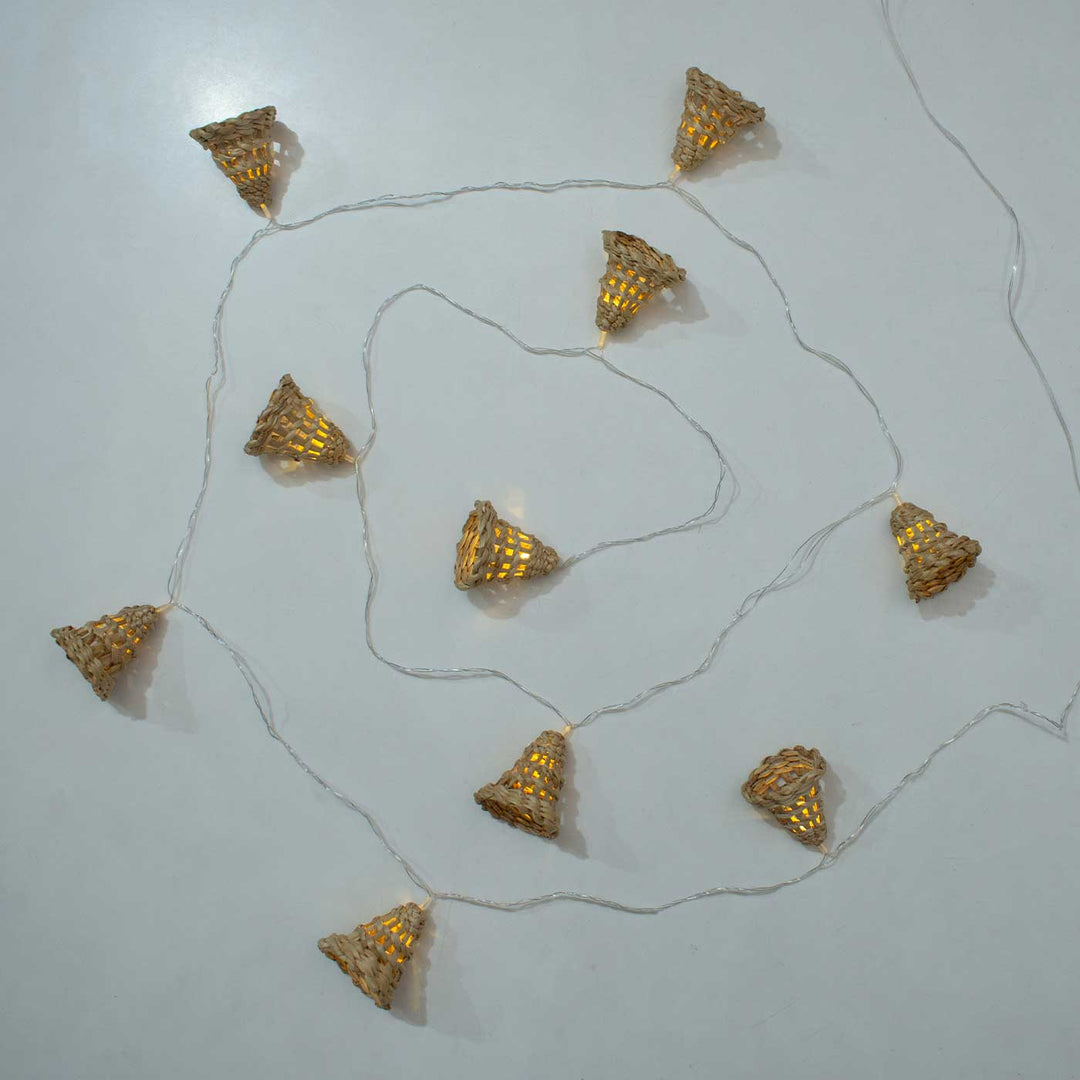 3m, 13 Bulbs | Handmade Banana Bark Bell Fairy Lights