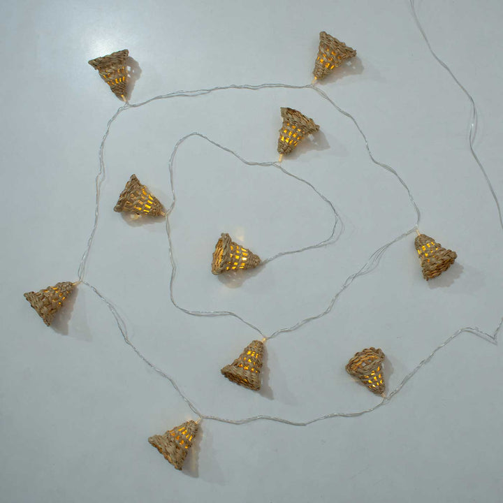 3m, 13 Bulbs | Handmade Banana Bark Bell Fairy Lights