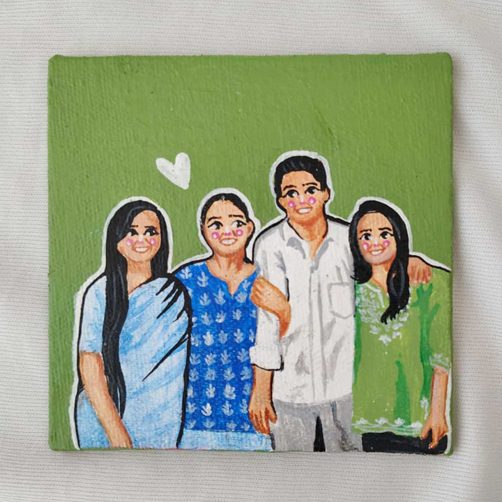Personalized Photo Based Caricature Green Fridge Magnet
