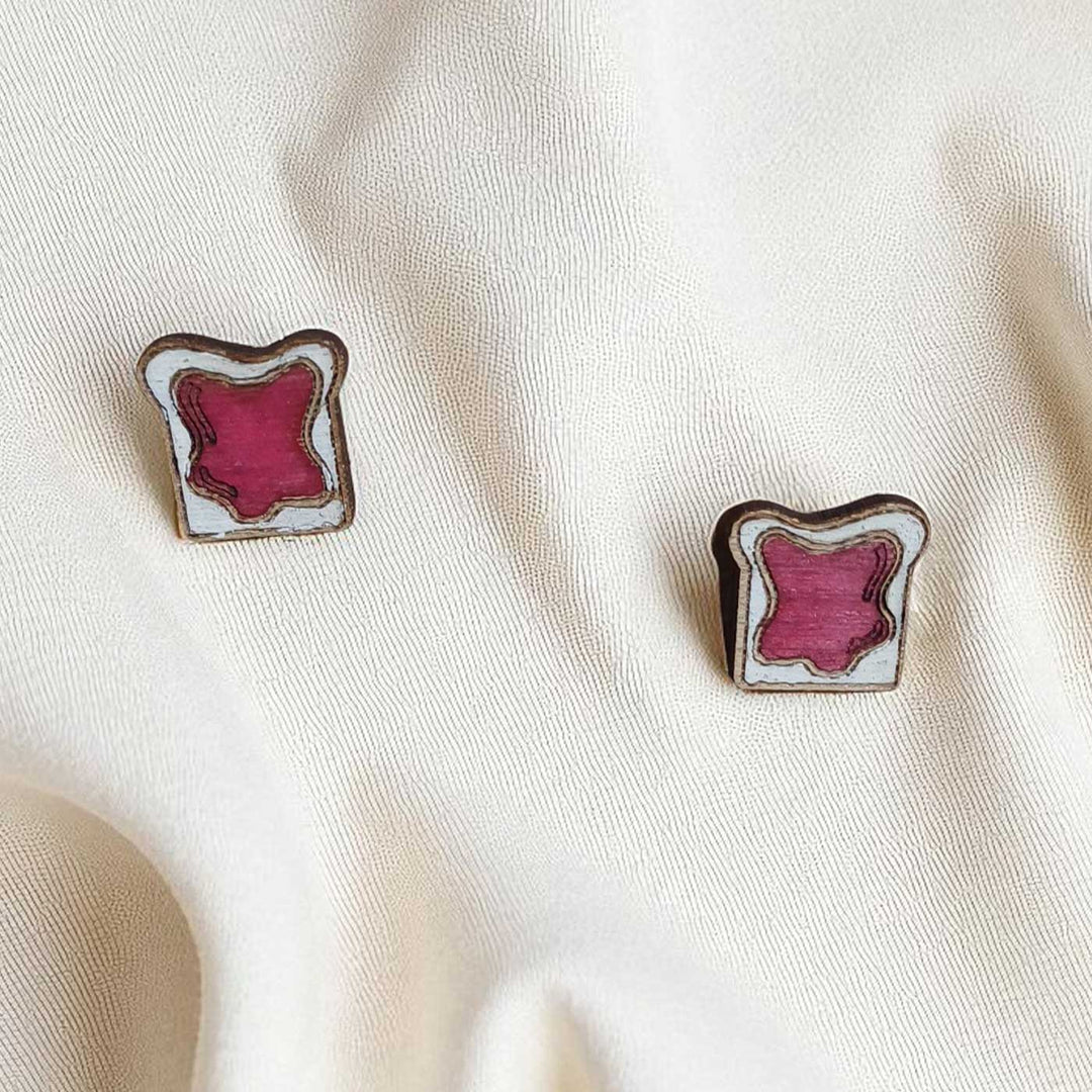 Handmade Bread & Jam Wooden Earrings