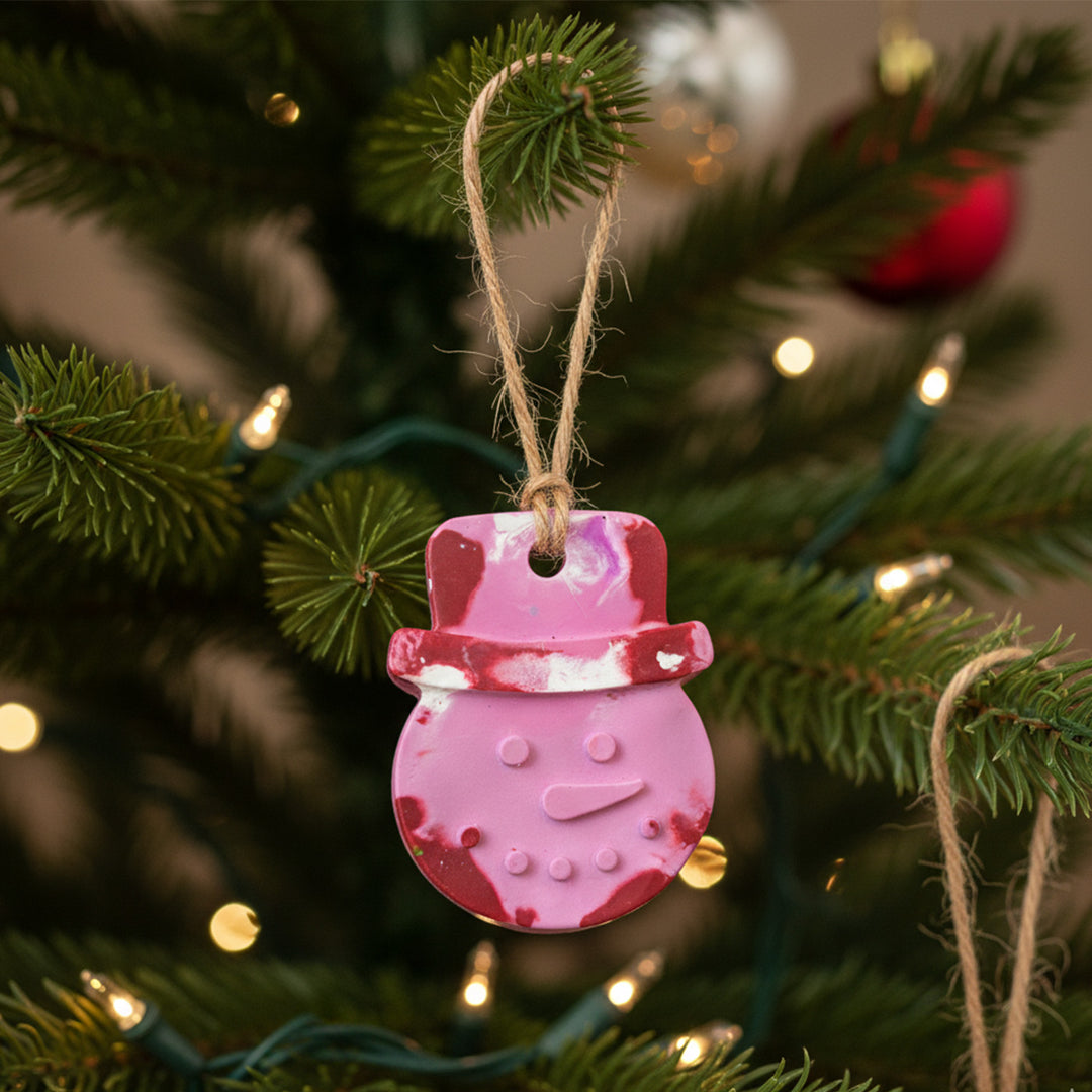 Handmade Snowman Wax Crayon Christmas Ornament