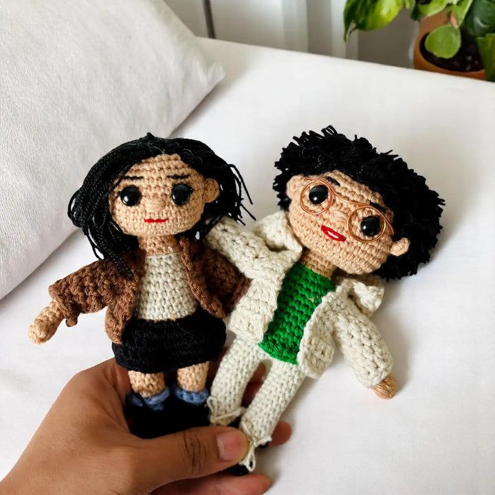 Photo Personalized Handmade Crochet Cotton Replica Doll | Set Of 2