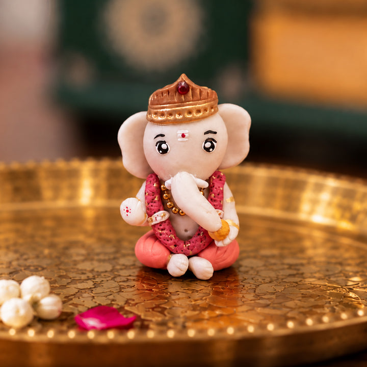 Handmade Miniature Ganesha Clay Golu Doll For Festive Decor