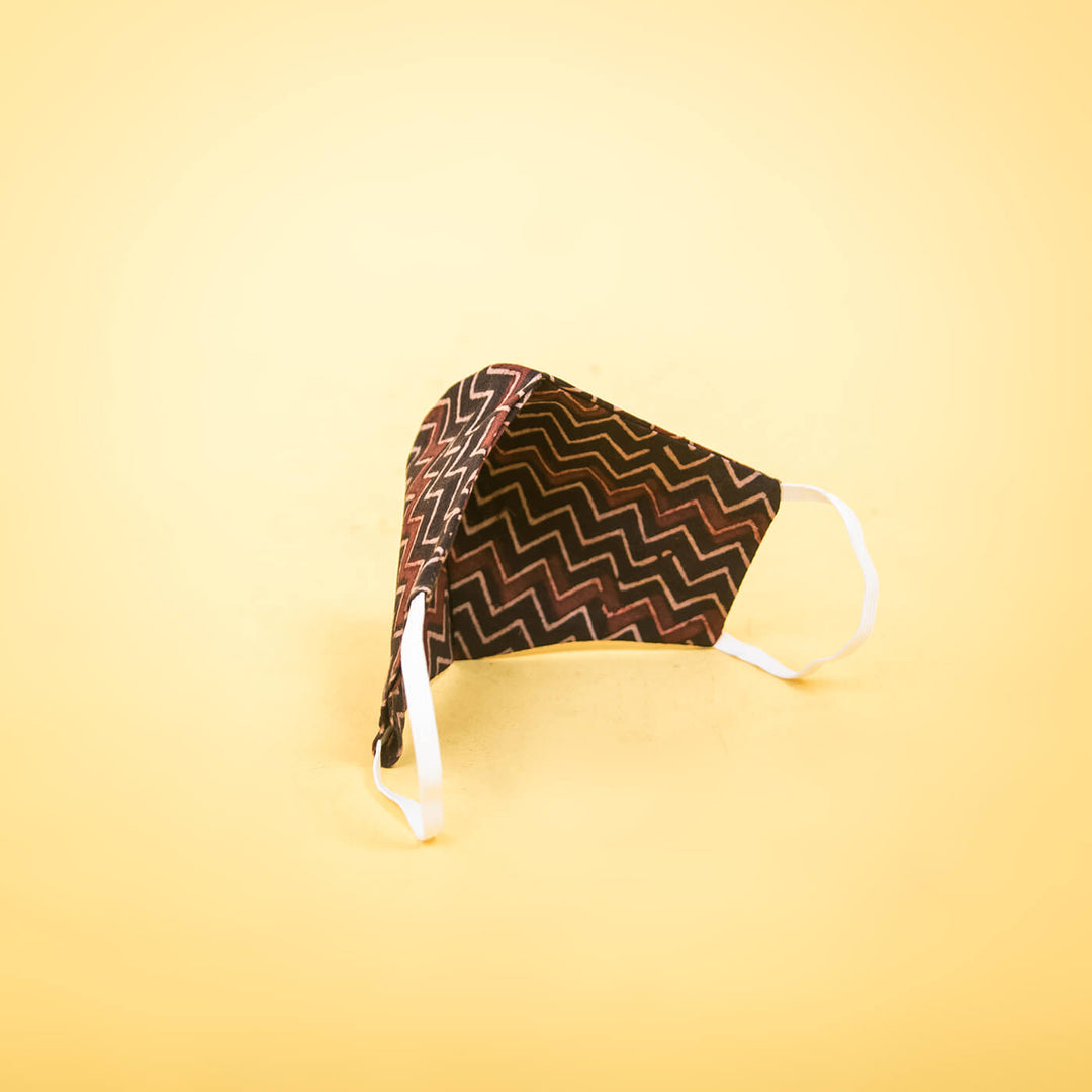 Zig-zag Black Fabric Mask - Kids