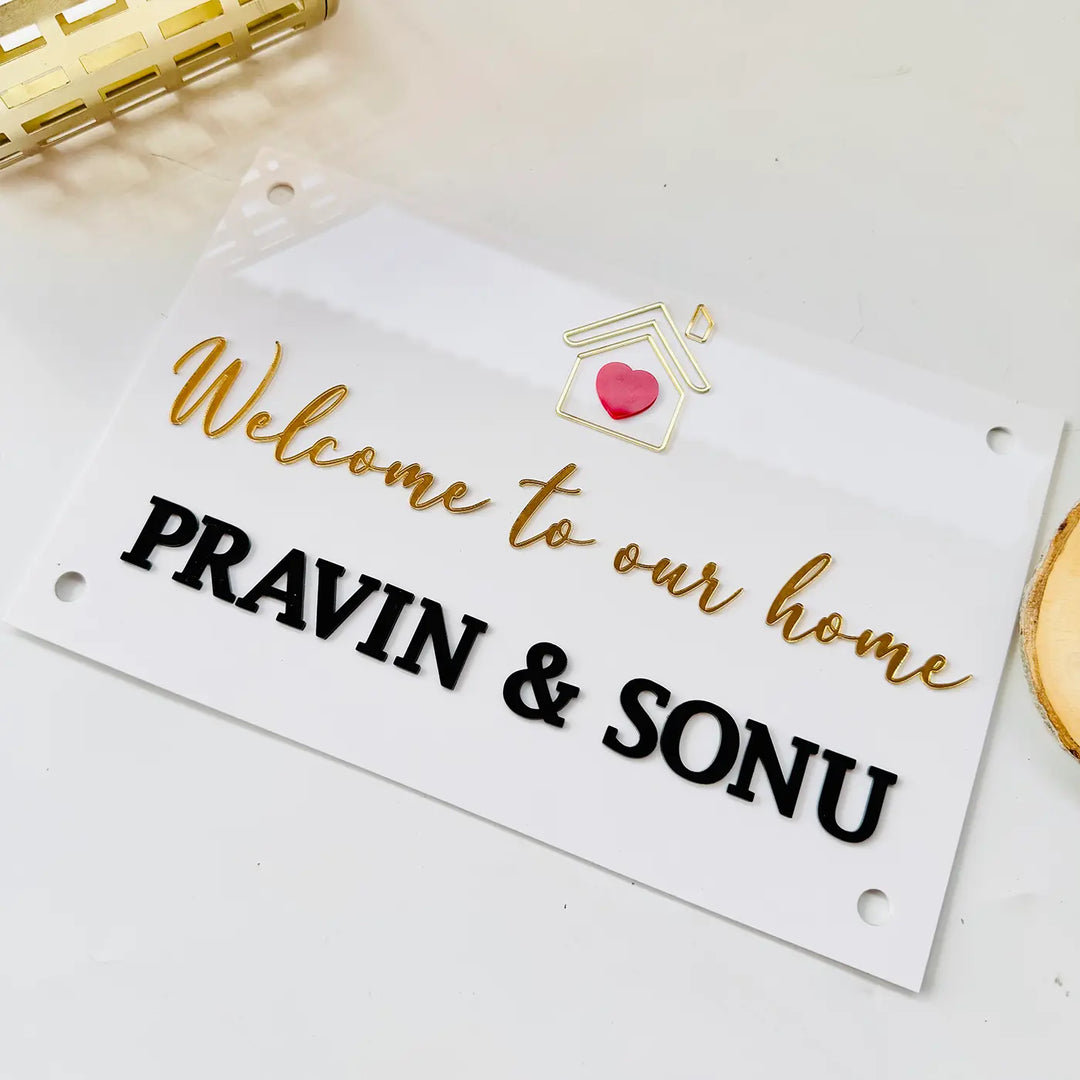 Personalized White Home Theme Acrylic Name Plate