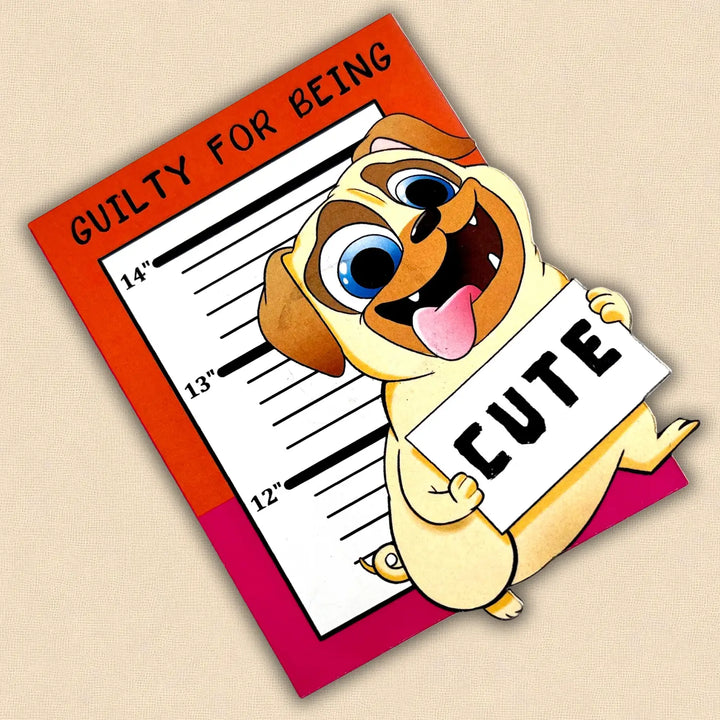 Printed Dog Theme "Guilty For Being Cute" MDF Wood Fridge Magnet