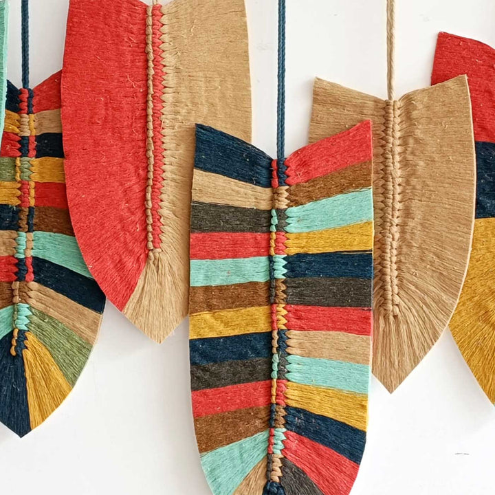 Handmade Multicolour Macrame African Art Leaf Wall Hanging