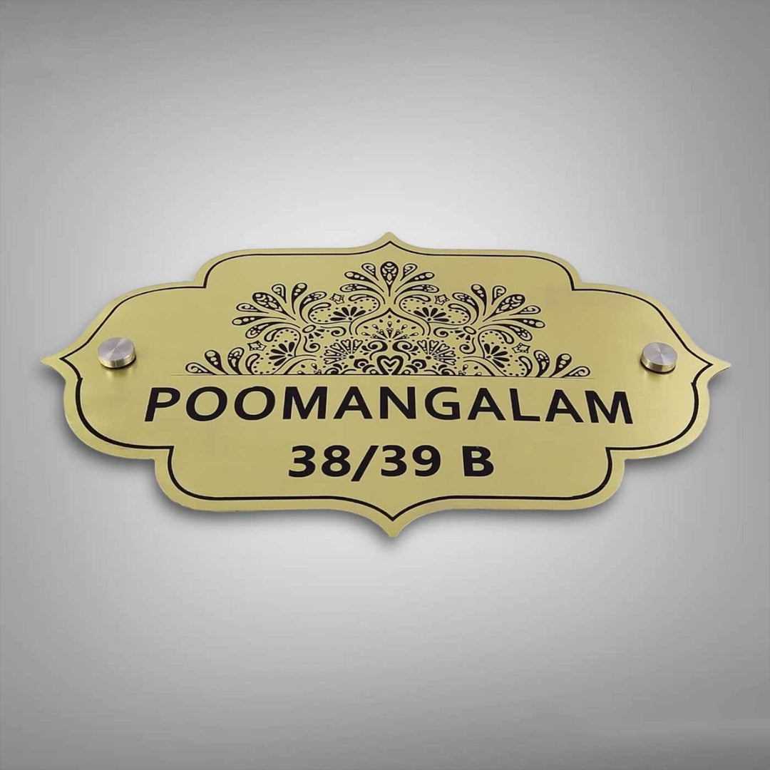 Personalized Floral Theme Engraved Stainless Steel Name Plate