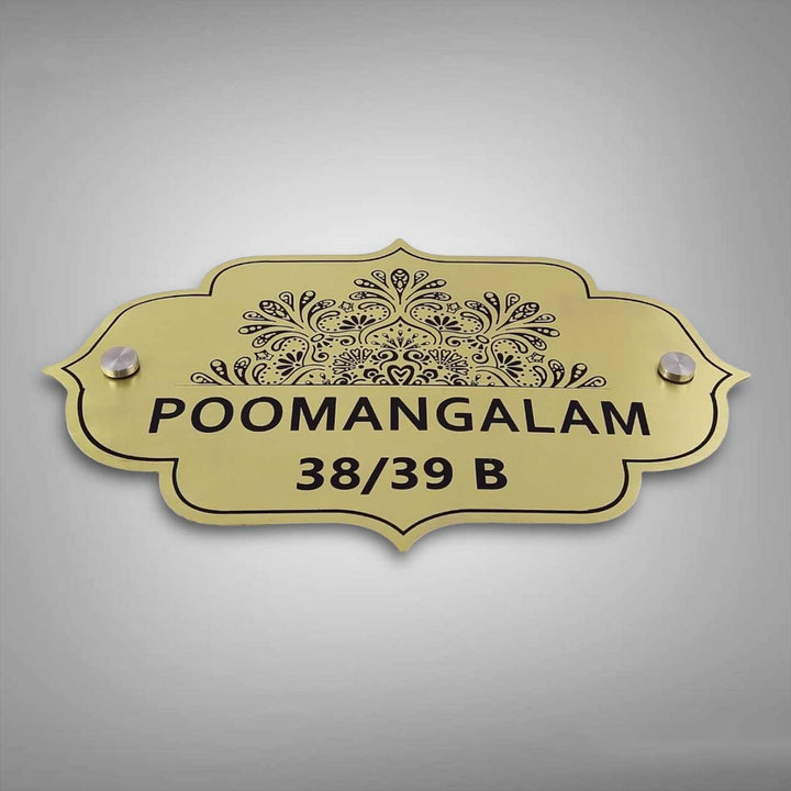 Personalized Floral Theme Engraved Stainless Steel Name Plate