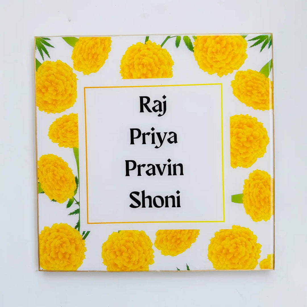 Personalized Marigold Theme Resin Name Plate