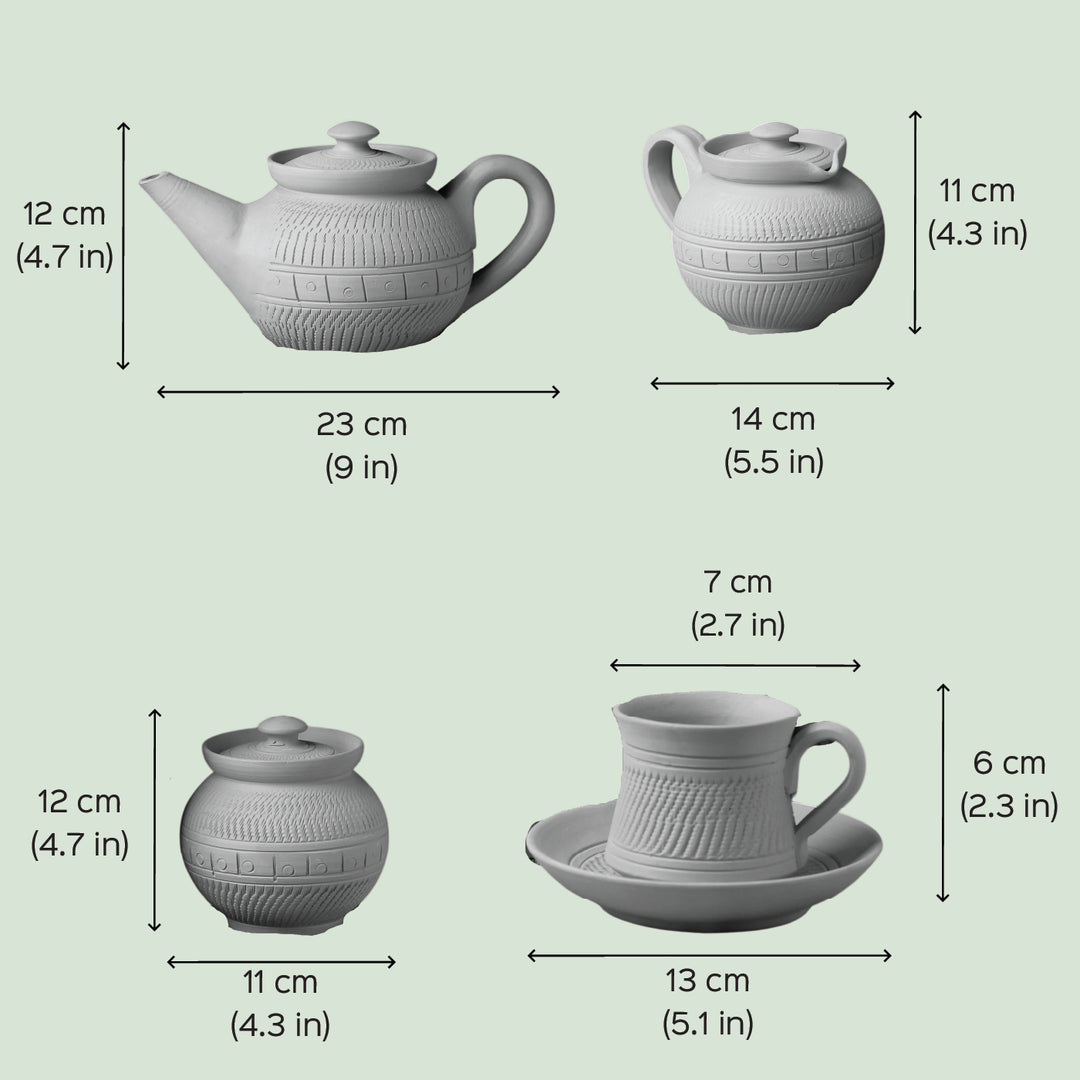Handmade Nawabi Terracotta Tea Set | Set Of 15