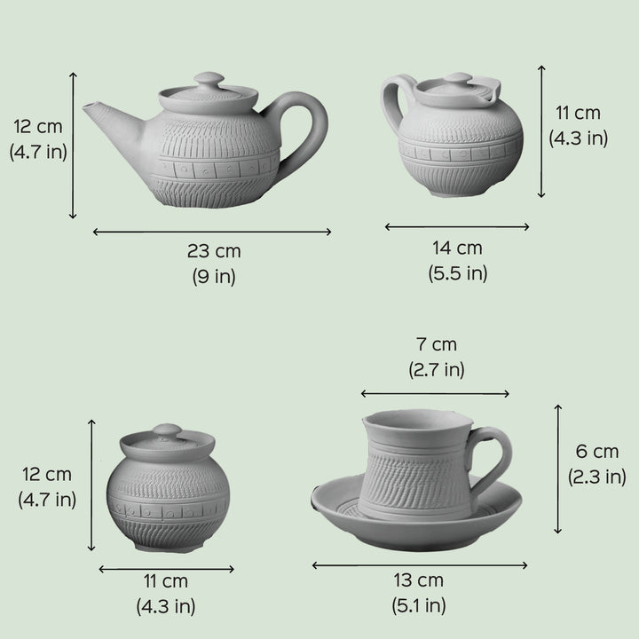 Handmade Nawabi Terracotta Tea Set | Set Of 15