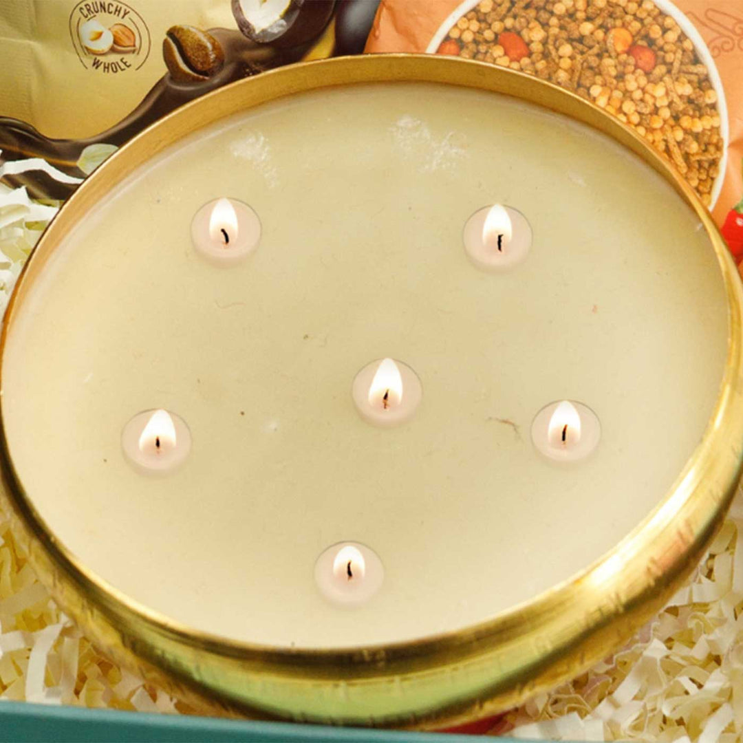 Handmade Urli Round Design Wax Candle