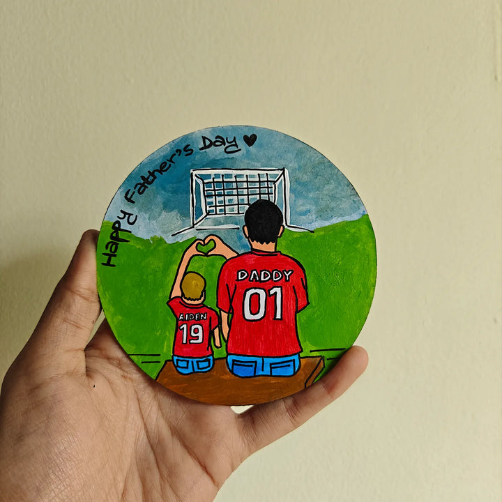 Photo Personalized Hand-Painted Football Dad Theme MDF Wood Fridge Magnet