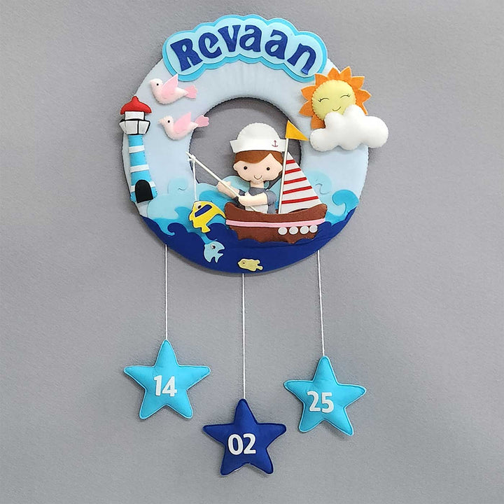 Personalized Fishing Theme Felt Kids Name Plate