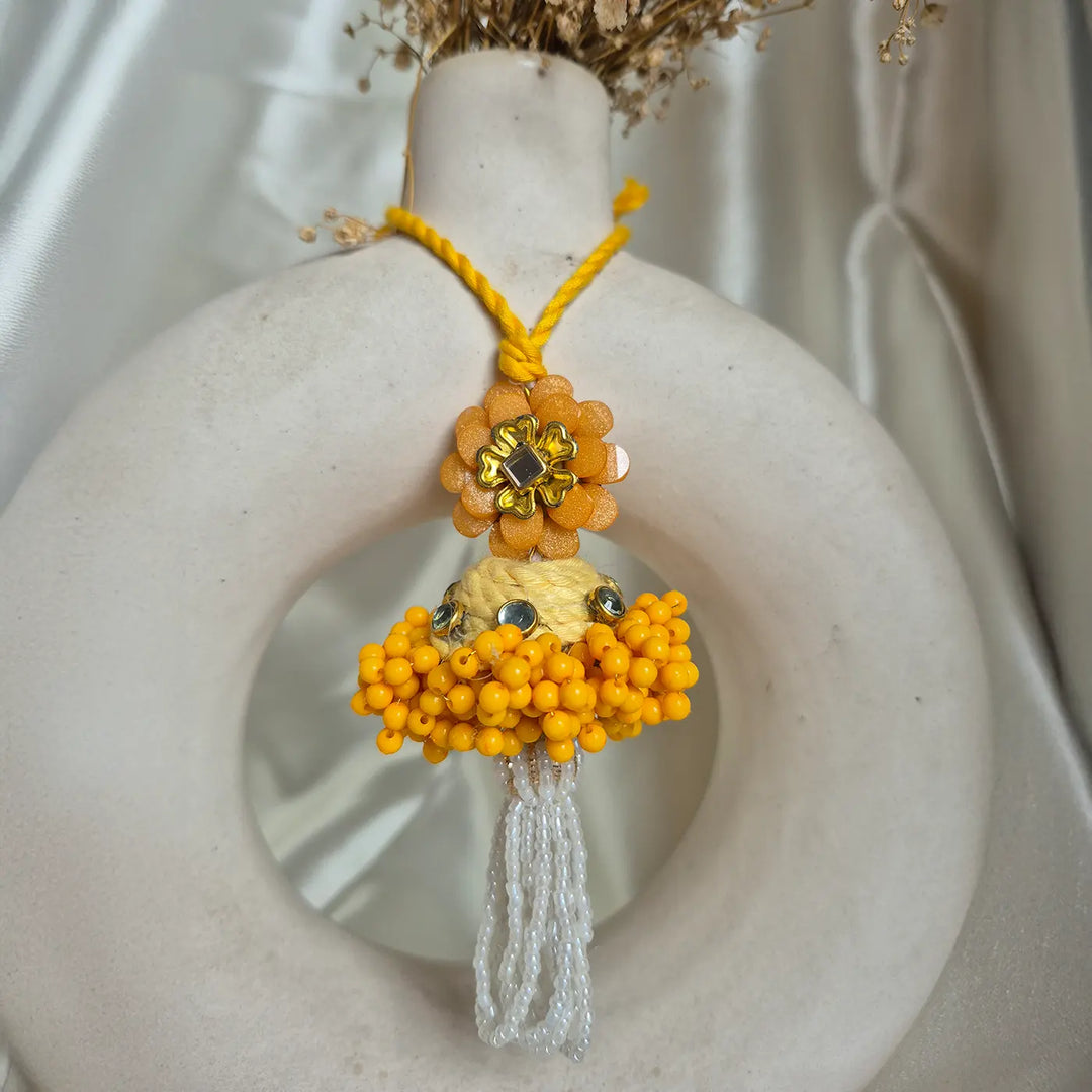 Handmade Beaded Floral Lumba Rakhi For Bhabhi