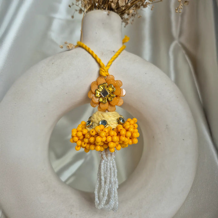 Handmade Beaded Floral Lumba Rakhi For Bhabhi