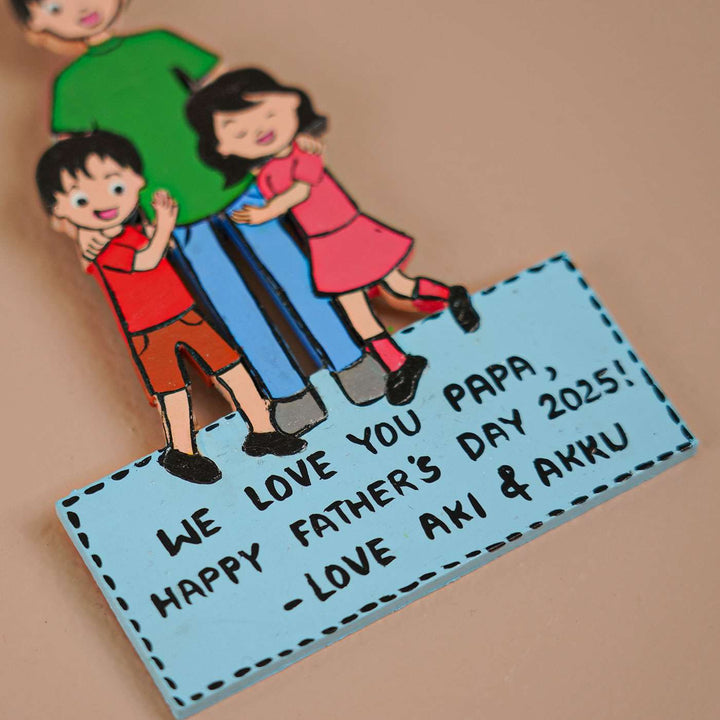 Personalized Caricature Cutout MDF Wood Fridge Magnet For Fathers