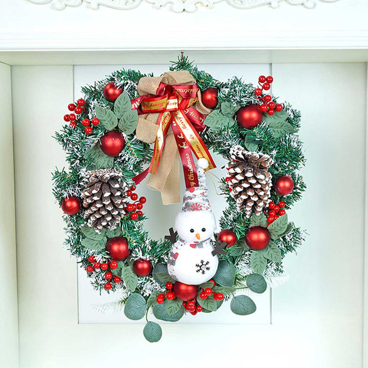 Frosty Bow Snowman Wreath For Christmas Wall Decoration
