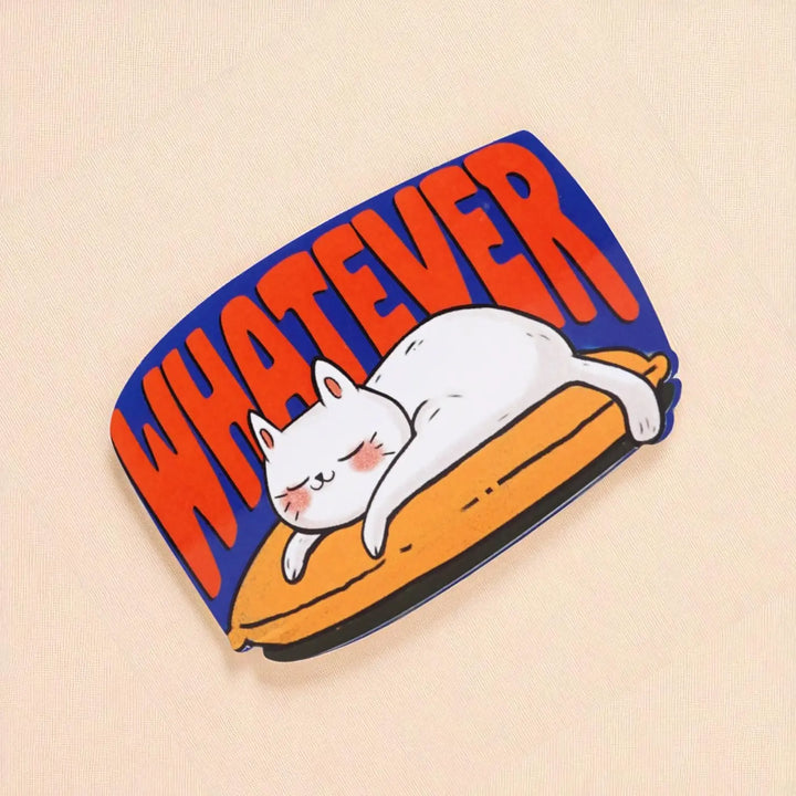 Printed Cat Theme "Whatever" MDF Wood Fridge Magnet
