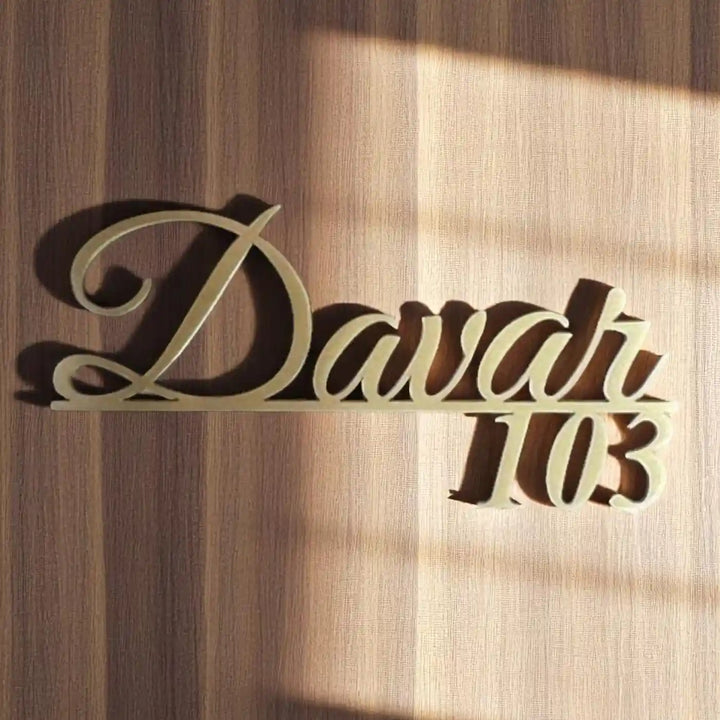 Personalized Laser Cut Minimal Design Brass Name Plate