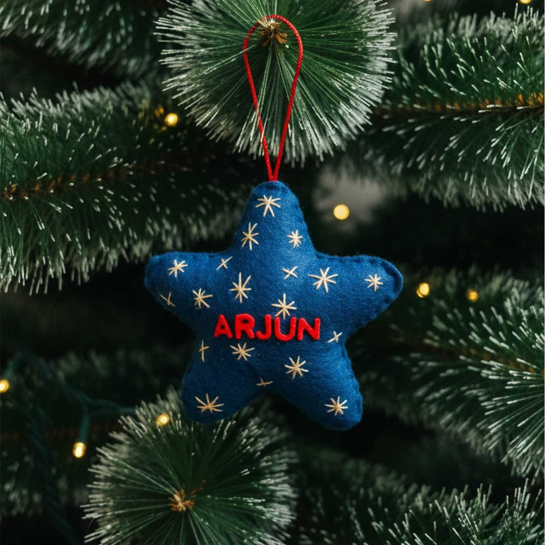 Personalized Handmade Felt Shining Star Christmas Ornament