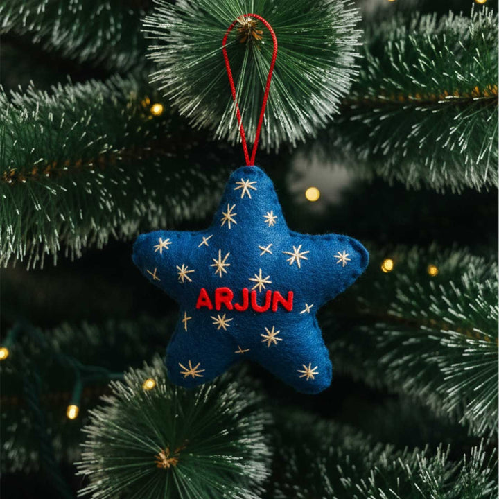 Personalized Handmade Felt Shining Star Christmas Ornament