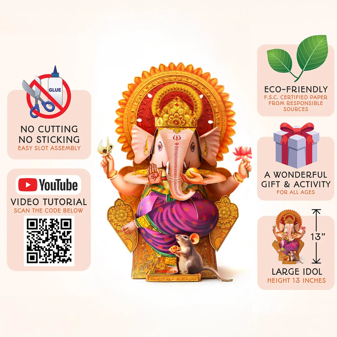 Ready To Make Ganesha Idol Paper Diy Kit | 13 Inces
