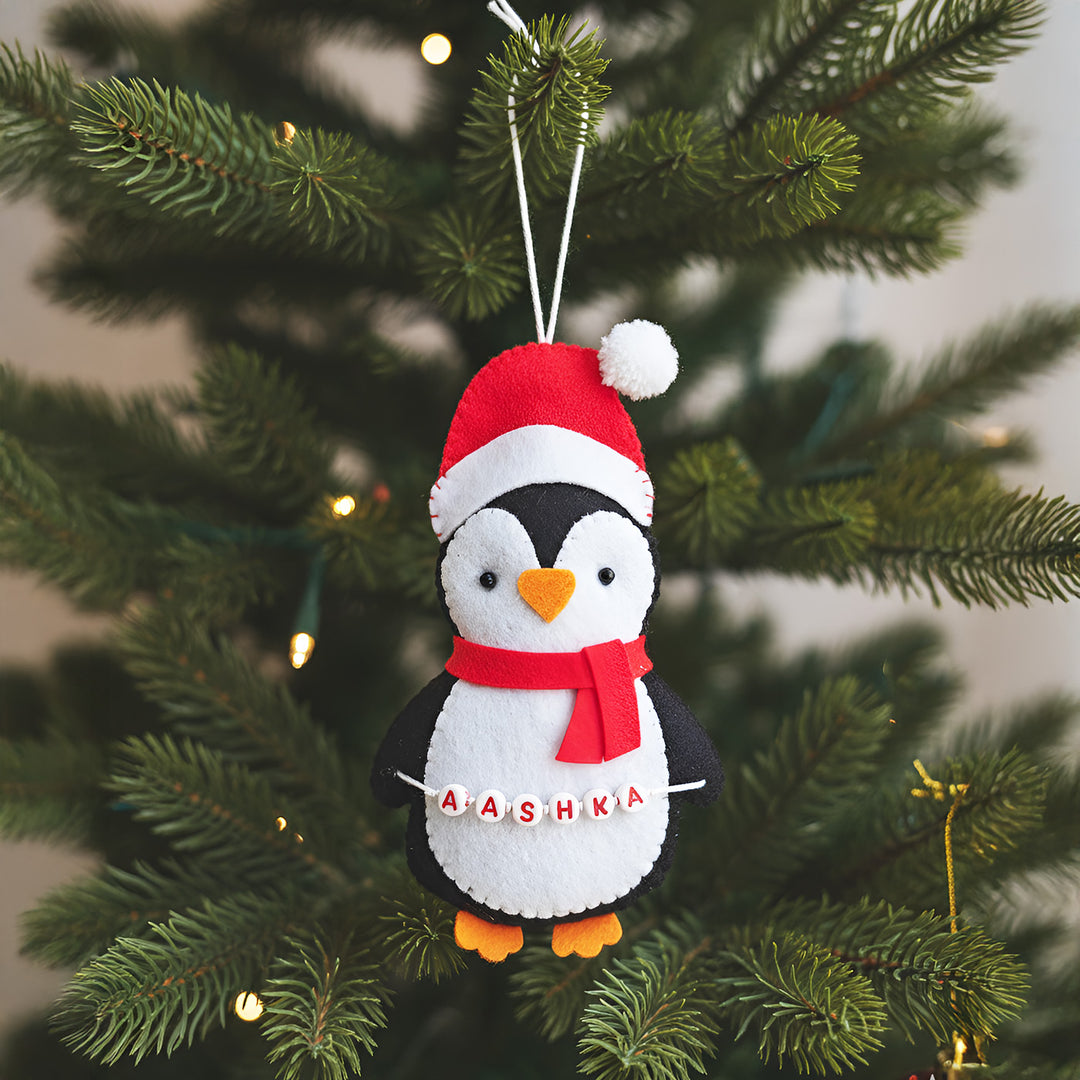 Personalized Felt Penguin Ornament For Christmas Tree Decoration