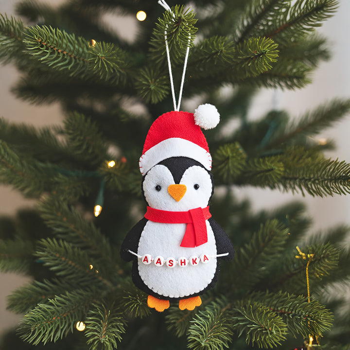 Personalized Felt Penguin Ornament For Christmas Tree Decoration