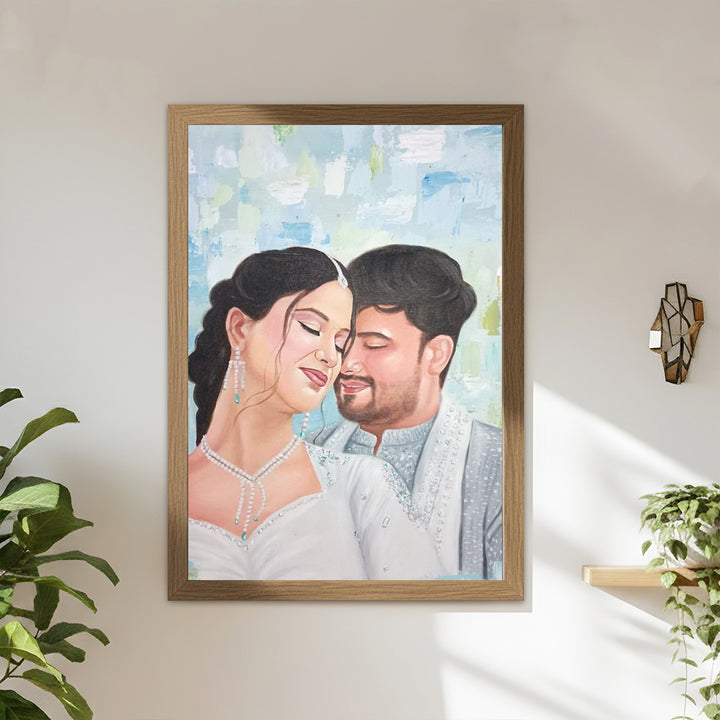 Photo Personalized Hand Painted Portrait With Premium Wooden Frame