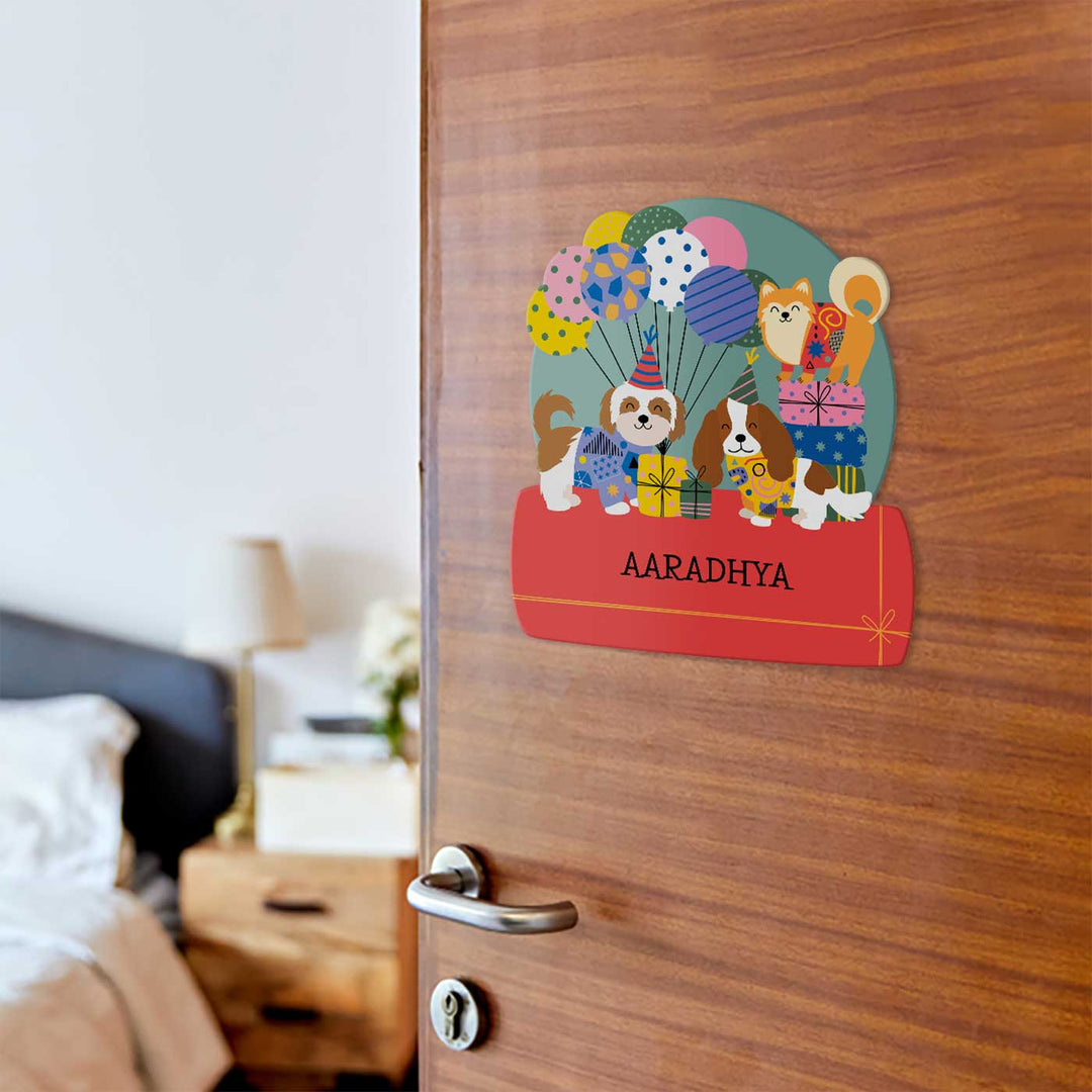 Personalized Paw Party Theme Acrylic Kids Name Plate