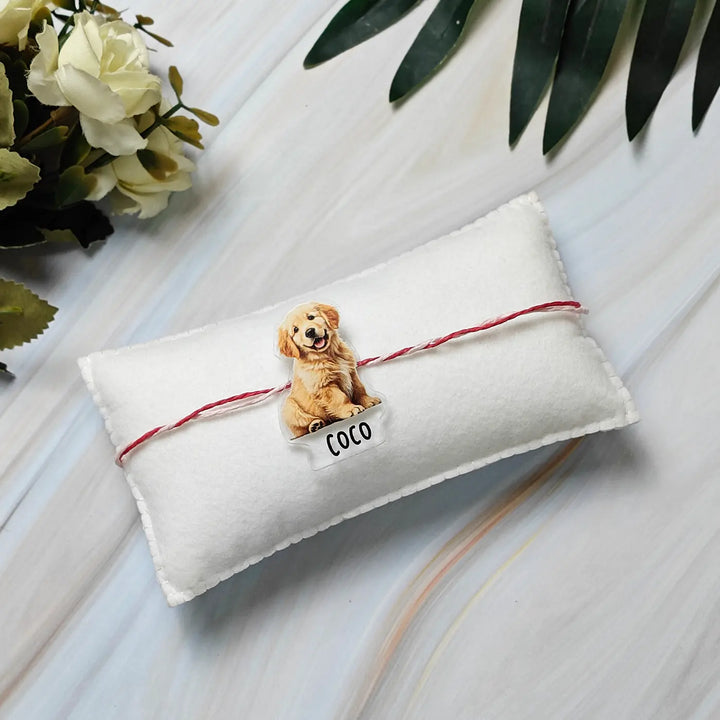 Photo Personalized Reusable Caricature Cute Dog Acrylic Rakhi For Pets