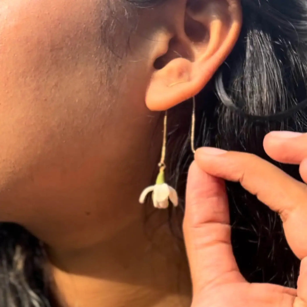 Handmade Polymer Clay Mogra Flower Earrings