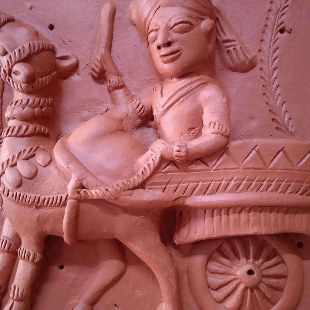 9 x 9 Inch | Rajasthan Camel | 3D Handmade Terracotta Molela Mural Wall Art Tile