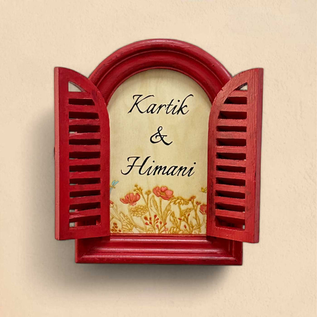 Arched Vintage Window Name Plate With Artwork