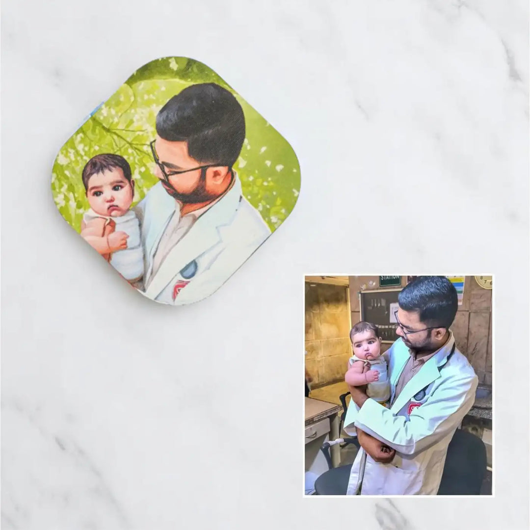Photo Personalized Hand-Painted Dad Theme MDF Wood Fridge Magnet