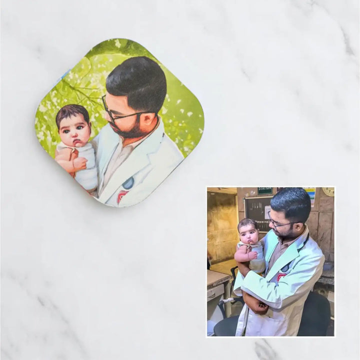 Photo Personalized Hand-Painted Dad Theme MDF Wood Fridge Magnet