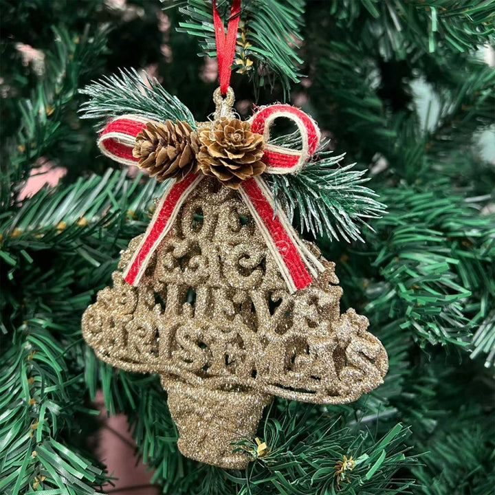 Handmade Love, Noel, Peace Glitter Wooden Ornaments For Christmas Tree Decoration