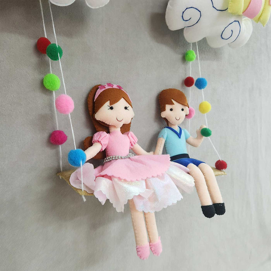 Personalized Rainbow Theme Felt Kids Name Plate For Siblings