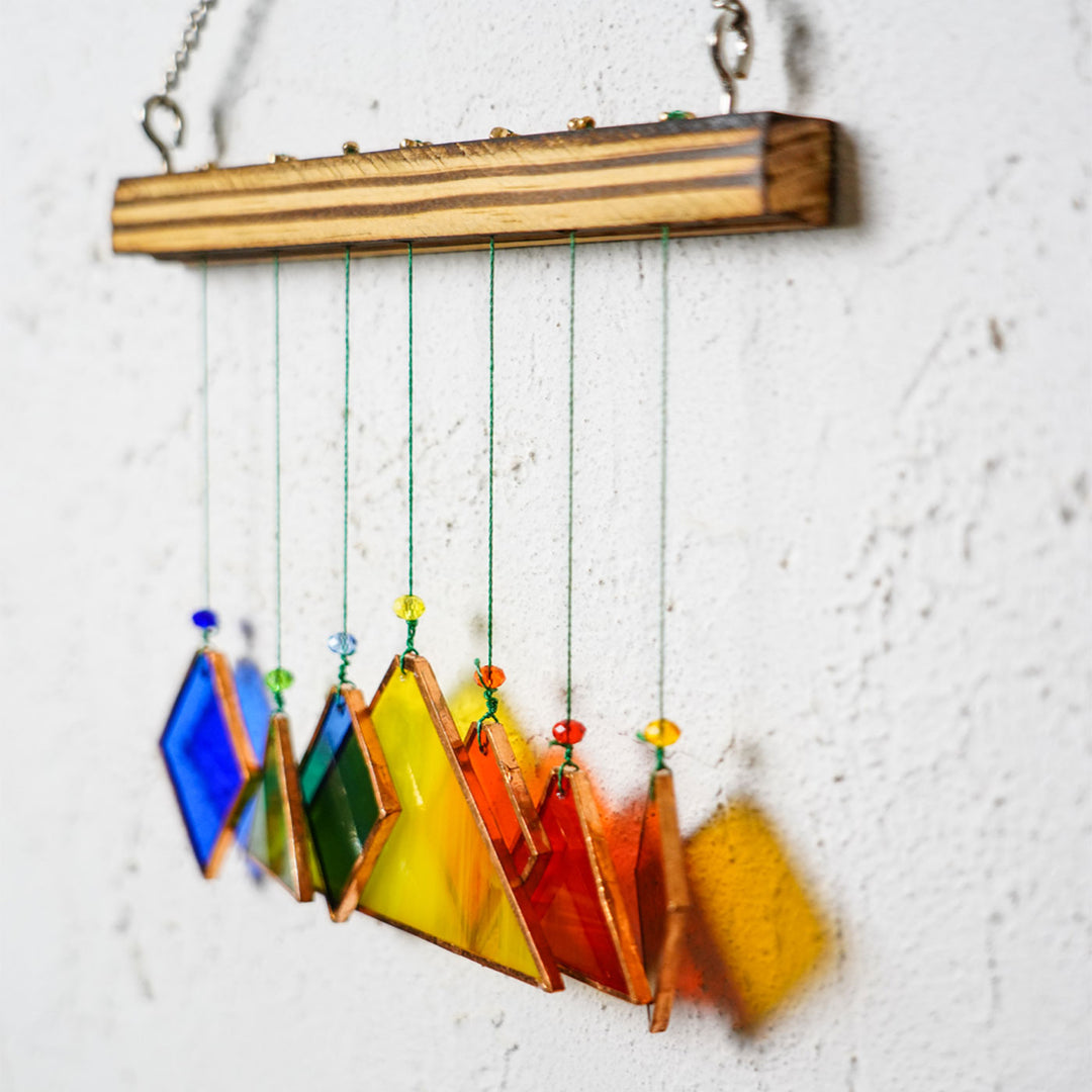 Triangle & Diamond Stained Glass Windchime