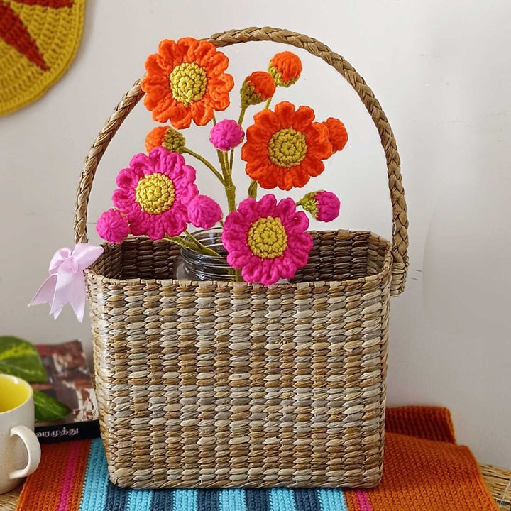 Handmade Crochet Neon Pop Theme Flower Bouquet With Lights