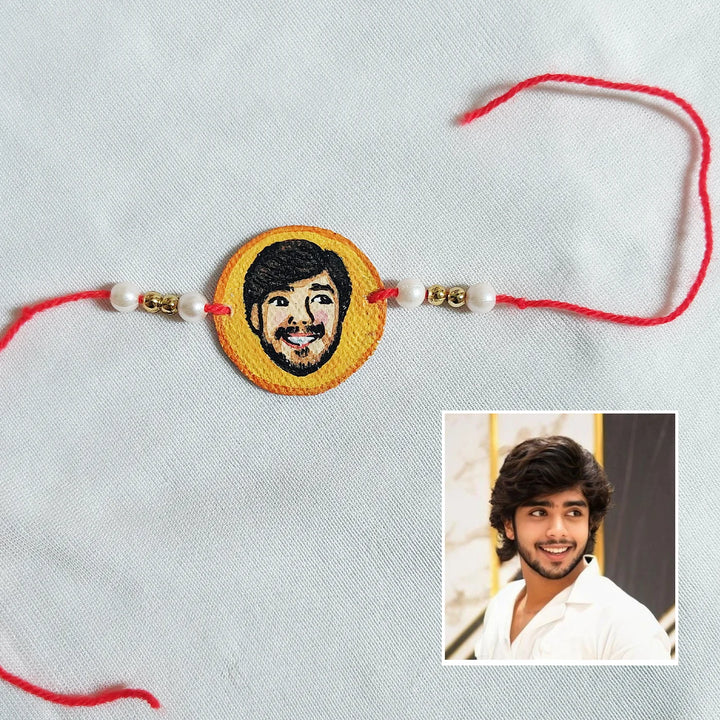 Photo Personalized Hand-Painted Round Caricature Rakhi