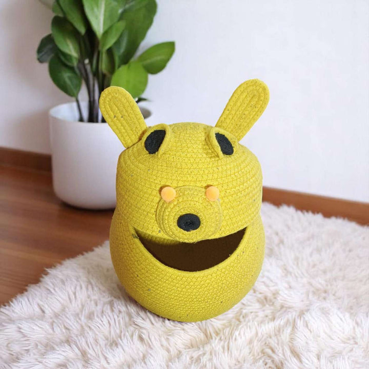 Handmade Coil Basketry Cute Pig Theme Cotton Rope Basket For Kids