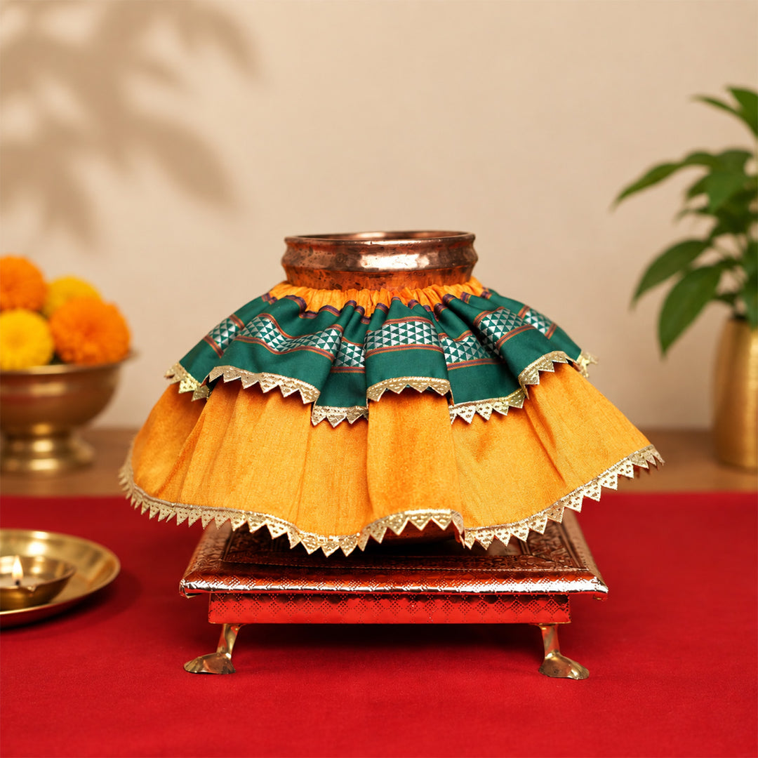 Handmade Khun Raw Silk Kalash Vastra For Pooja Decor