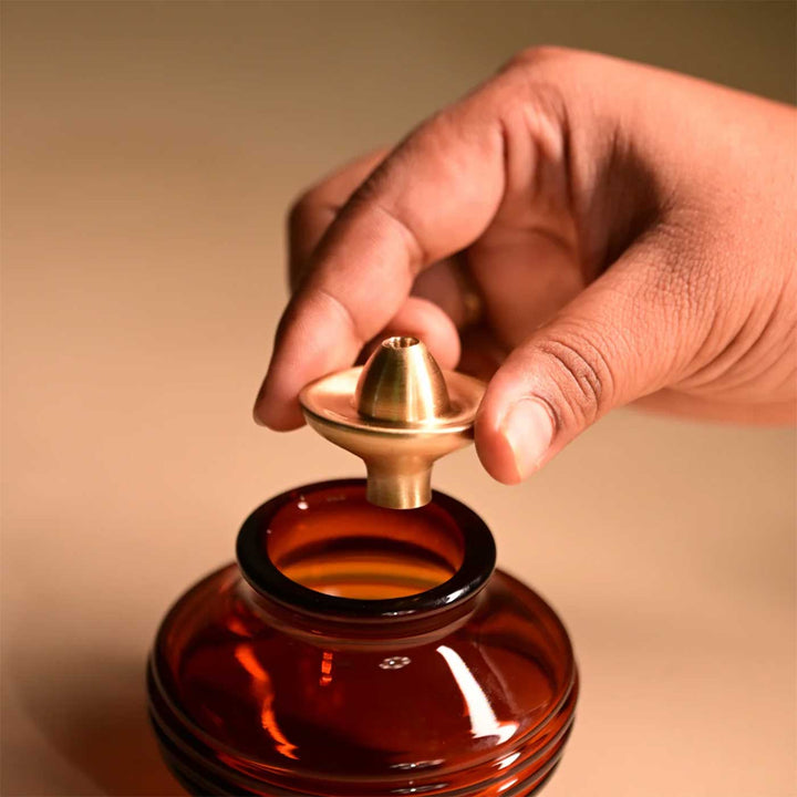 Medium Kalash Design Akhand Jyot Glass Akhand Jyot Diya / Oil Lamp