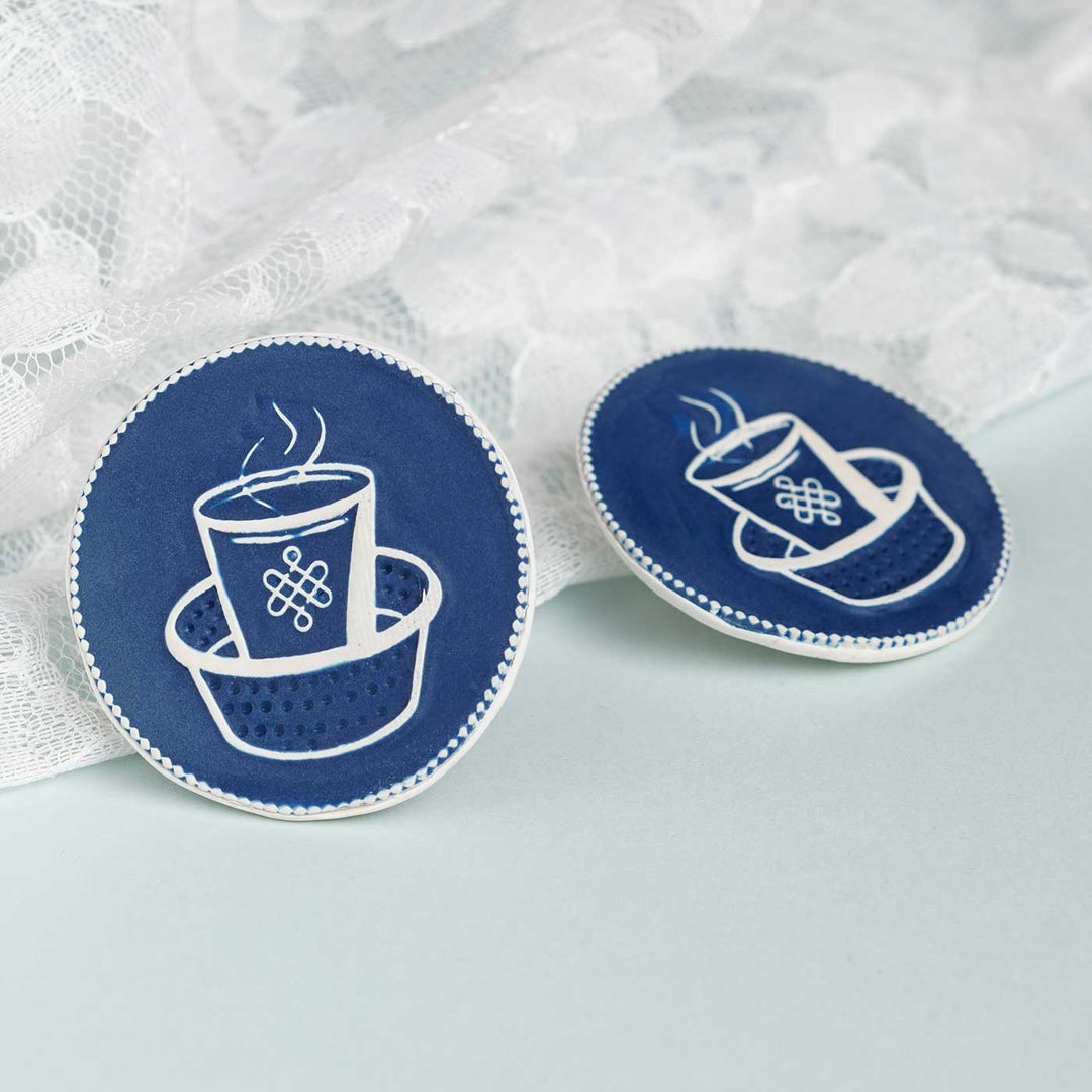 Handmade Polymer Clay Dabara Filter Coffee Design Earrings